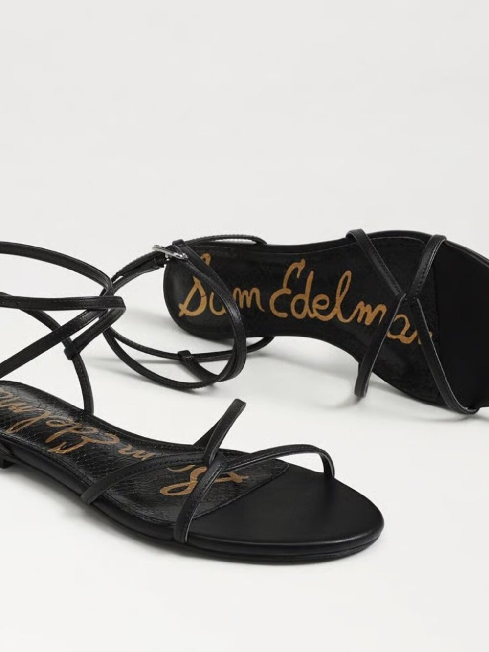 Sam Edelman Elina Strappy Flat Sandal, Black, Size 6